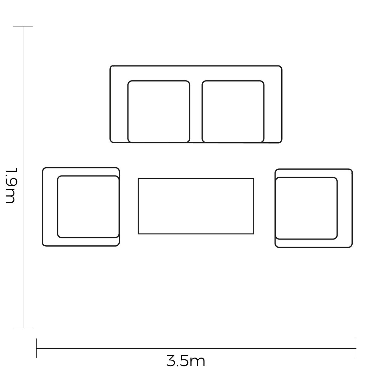 Tierra 2 Seat Lounge Set footprint