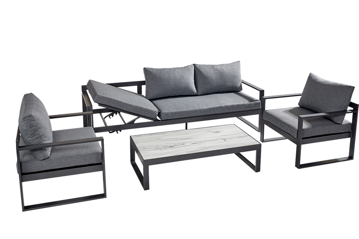 Vienna 3 Seat Lounge Set with Integrated Lounger